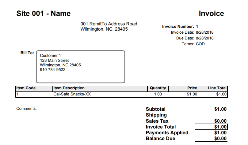 sample invoice